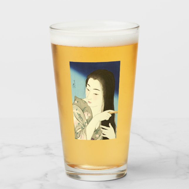 Kampen mot hennes hår (vackra asiatiska kvinnor) ( glaskopp (Framsida fylld)