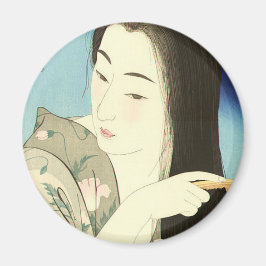 Kampen mot hennes hår (vackra asiatiska kvinnor) ( magnet