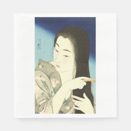 Kampen mot hennes hår (vackra asiatiska kvinnor) ( pappersservett