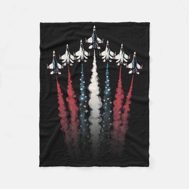 Kampen mot Jet-flygplanet Amerikanska Flagga 4 jul Fleecefilt (Framsidan)
