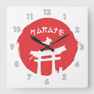 Kampen mot martialkonst Karate Fyrkantig Klocka