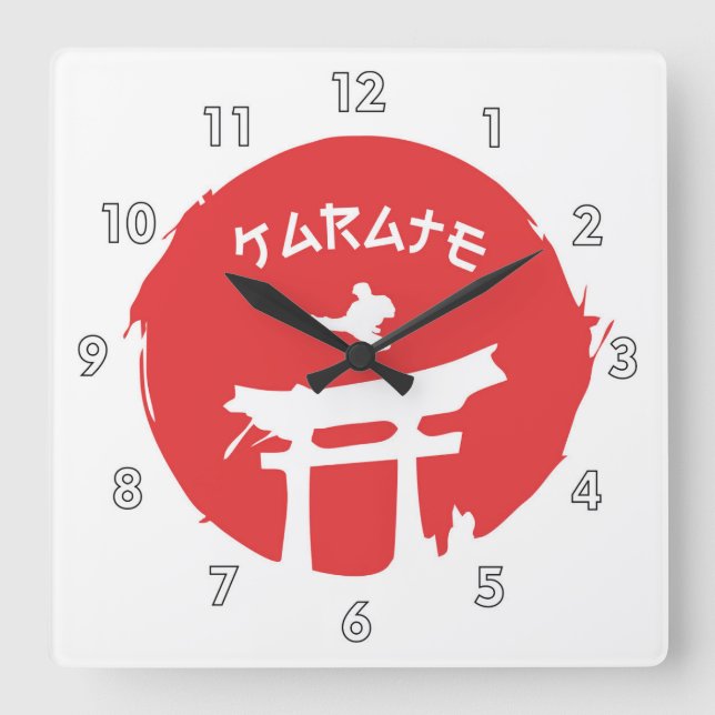 Kampen mot martialkonst Karate Fyrkantig Klocka (Framsida)