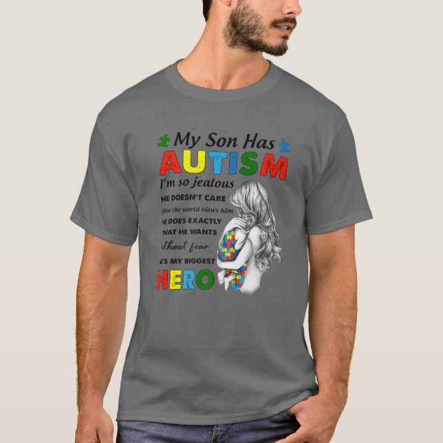 Kampen mot min son har Autism Hero Autism Awarenes T Shirt (Framsida)