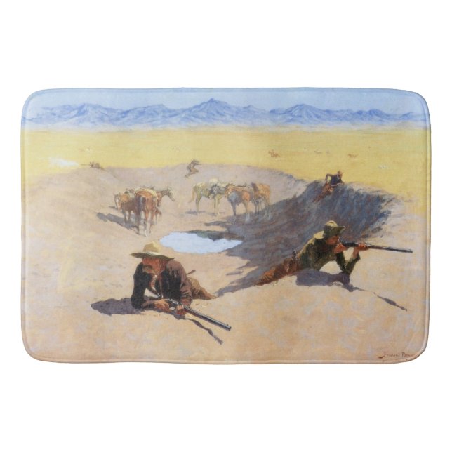 Kampen mot Vatten Hål (av Frederic Remington) Badrumsmatta (Framsidan)
