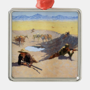 Kampen mot Vatten Hål (av Frederic Remington) Julgransprydnad Metall