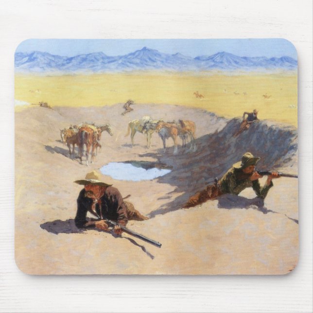 Kampen mot Vatten Hål (av Frederic Remington) Musmatta (Framsidan)