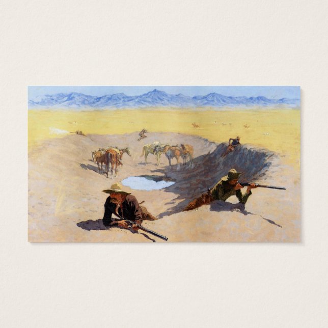 Kampen mot Vatten Hål ~ Frederic Remington Visitkort (Baksidan)