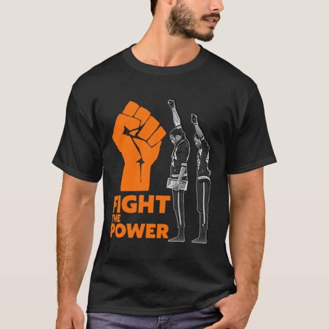 KAMPEN Svart Power Salute 1968-OS. T Shirt (Framsida)