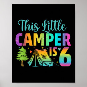 Kamper Barns födelsedag 6 år gammal camping 6e B-d Poster