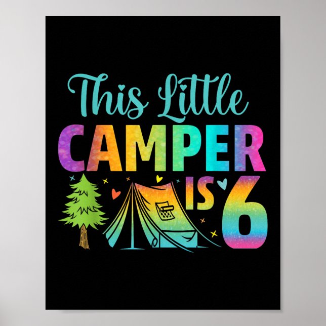 Kamper Barns födelsedag 6 år gammal camping 6e B-d Poster (Framsidan)