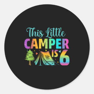 Kamper Barns födelsedag 6 år gammal camping 6e B-d Runt Klistermärke