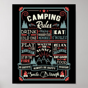 Kamper utomhus Tält Camping Regler Poster