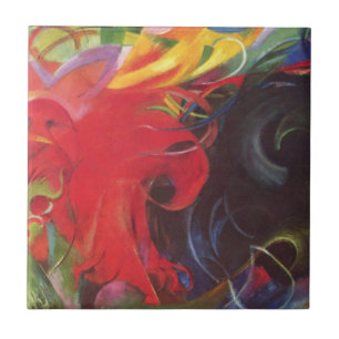 Kampfende Former av Franz Marc, Vintage Fine Art Kakelplatta