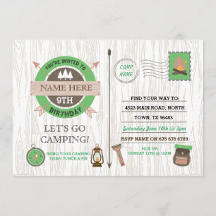 KAMPING Camp Up FÖDELSEDAGSFEST-pojkar flickor inb Inbjudningar