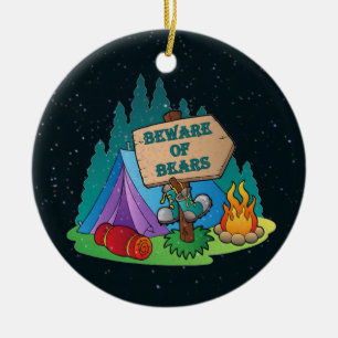 KAMPING TÄLT BEWARE BEARES BEARS ORNATIONS JULGRANSPRYDNAD KERAMIK