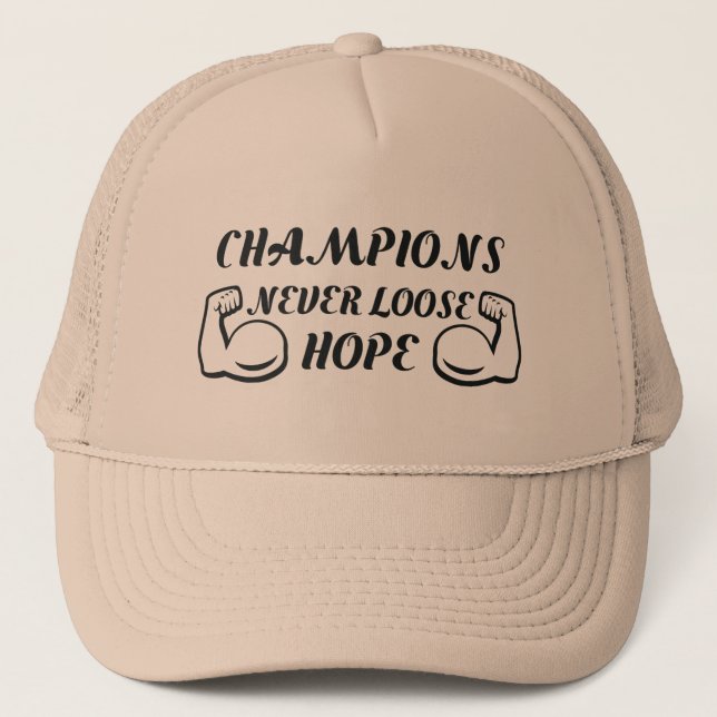 Kampioner tappar aldrig hoppet om motivation keps (Framsida)