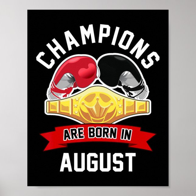 Kampionerna föds i augusti, och sportevenemangets  poster (Framsidan)
