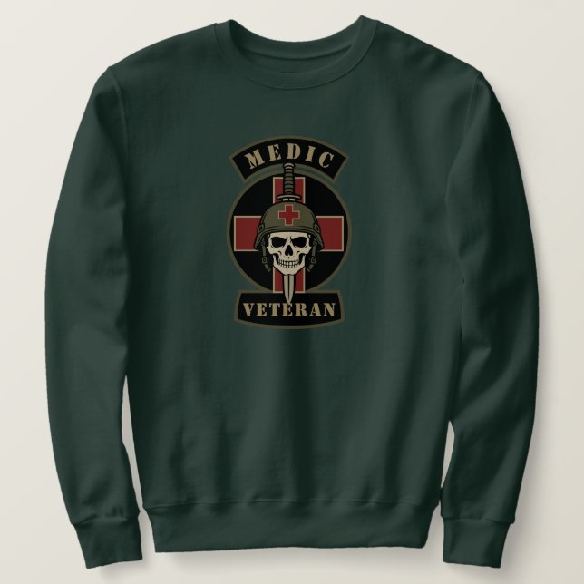Kampmedicveteran taktisk dödskalle lång ärmad tröja (Design framsida)