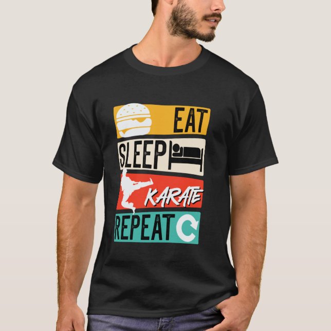 Kampsport Ät Sova Karate Upprepa Shaolin Karate T Shirt (Framsida)