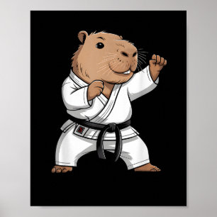 Kampsport Capybara Rolig Karate Taekwondo Jiu J Poster