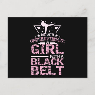 Kampsport Girl Black Bälte Vykort
