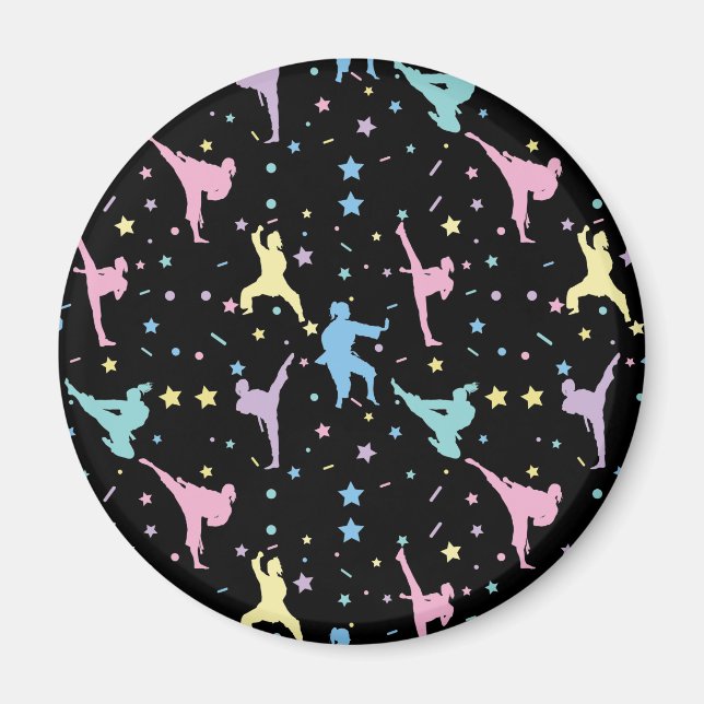 Kampsport Karate Abstrakt Stjärnor Glitter Magnet (Framsidan)
