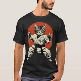 Kampsport Katt Karate Judo Japansk Flagga Rolig T Shirt