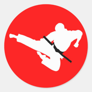 kampsportsilhouettes runt klistermärke