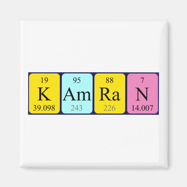 Kamran periodisk bord namn magnet (Framsidan)