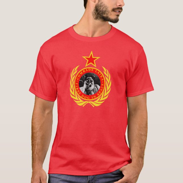 Kamrat Laika First Hund i rymden T Shirt (Framsida)