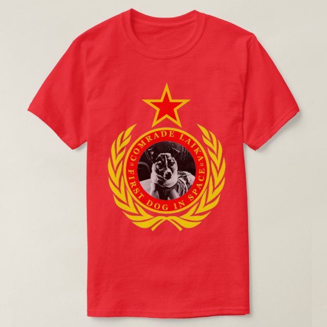 Kamrat Laika First Hund i rymden  T Shirt (Design framsida)