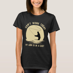 Kan arbeta i dag när min Arm är i ett Flygfiske i T Shirt