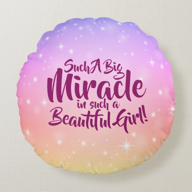 Kan byta text så här stor Miracle-vacker flicka Rund Kudde (Framsidan)