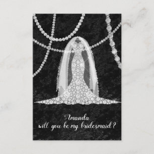 Kan du Bridesmaid Black White Dress Veil Diamond? Inbjudningar