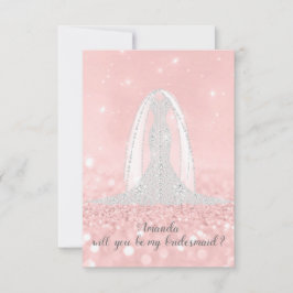 Kan du Bridesmaid Glitter Grått Dress Rosa Veil? Inbjudningar