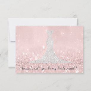 Kan du Bridesmaid Glitter Rosa Diamond DressGray Inbjudningar
