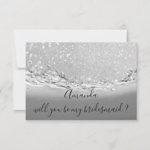 Kan du bridesmaid Grått Glitter Ocean Abstrakt? Inbjudningar