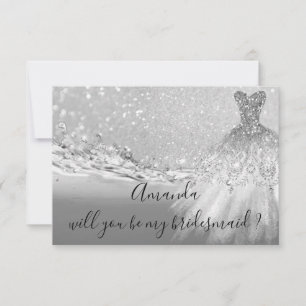 Kan du bridesmaid Grått Glitter Ocean Silver Inbjudningar