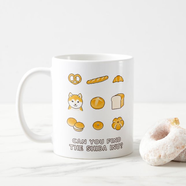 Kan du hitta Shiba Inu? Pixel Art Kaffemugg (Med munk)