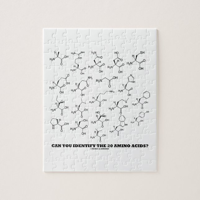 Kan du identifiera de 20 aminosyrorna? (Kemi) Pussel (Vertikal)