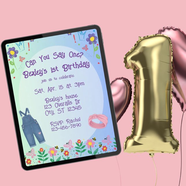 Kan du säga ett, Overall & Teckningar 1-årsdag Inbjudningar (Skapare uppladdad)