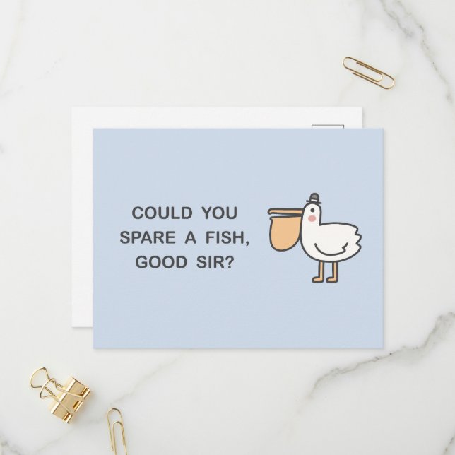 Kan du slösa en fisk, Bra Herr? Inbjudan Vykort (Fram/Back In Situ)