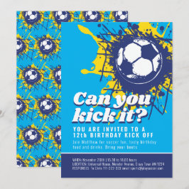 Kan du sparka den 12:e födelsedagsfest blå? inbjudningar