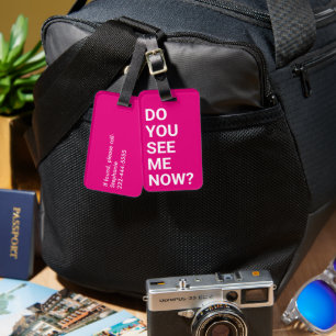 Kan du träffa mig nu? Rosa Funny Bagagebricka