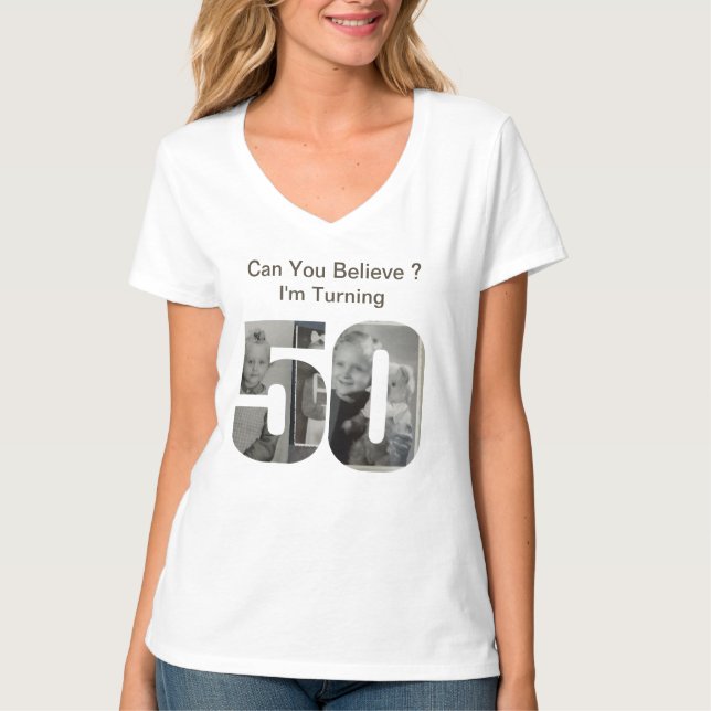 Kan du tro att du fyller 50? Barnfotocollage T Shirt (Framsida)