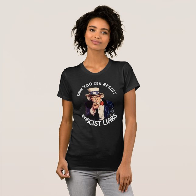 "Kan endast du motstå FascistLiars" & Uncle Sam T Shirt (Hel framsida)