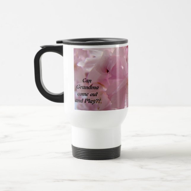 Kan farmor komma ut och leka! Kaffe koppblommor Resemugg (Vänster)