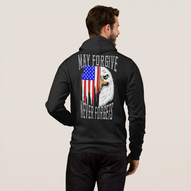 Kan förlåta, Förlåt aldrig förfalska Eagle Zipper T Shirt (Hel baksida)