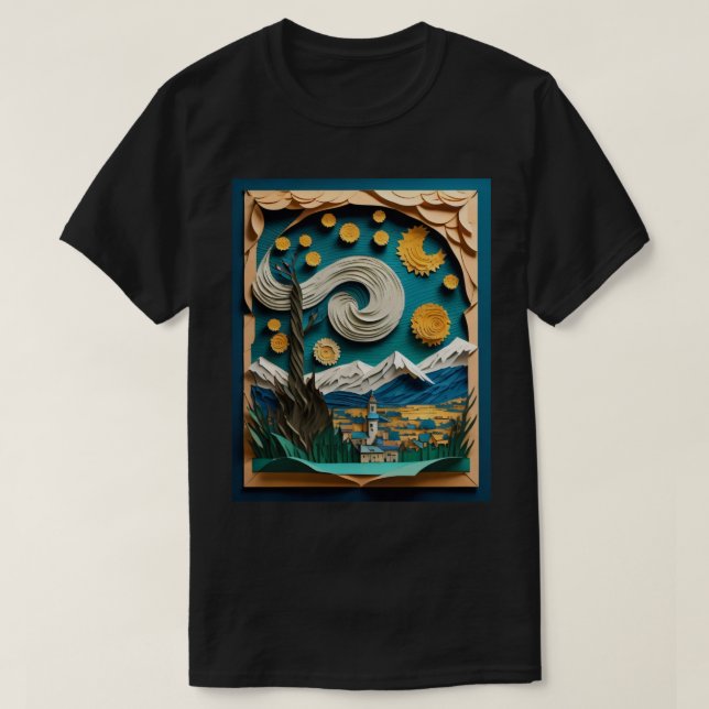 Kan Gogh 3D-papperskonst Design T-shirt  (Design framsida)