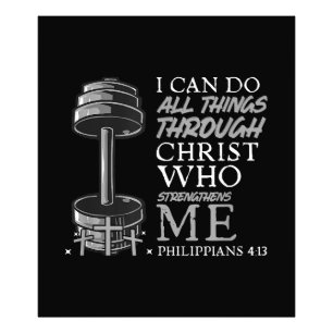 Kan göra allt Sak Weightlifter Gym Christian Bible Fototryck